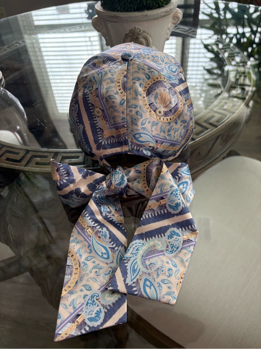 💙💙KURT GEIGER DENIM PAISLEY TIE-BACK BASEBALL CAP!💙💙 - Picture 2 of 5